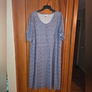 CJ Banks 2X Blue Floral Midi Dress